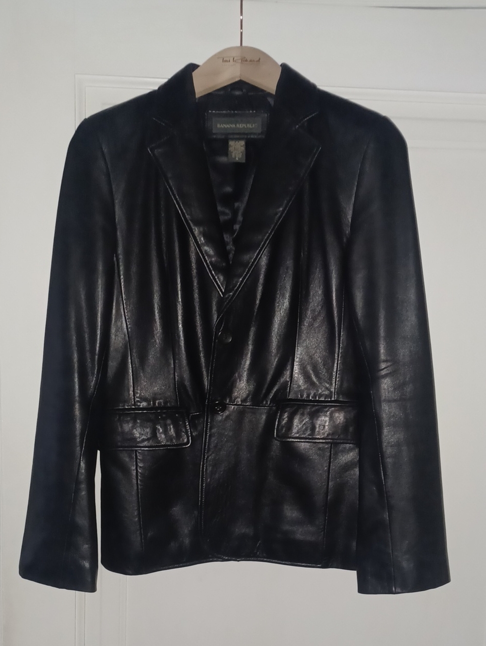 Banana Republic Women’s Black Genuine Soft Leather Blazer Jacket